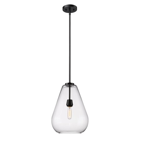 Z-Lite Ayra Pendant, 1-Light, 12 In.W x 16.75 In.H, Matte Black/Clear 488P12-MB